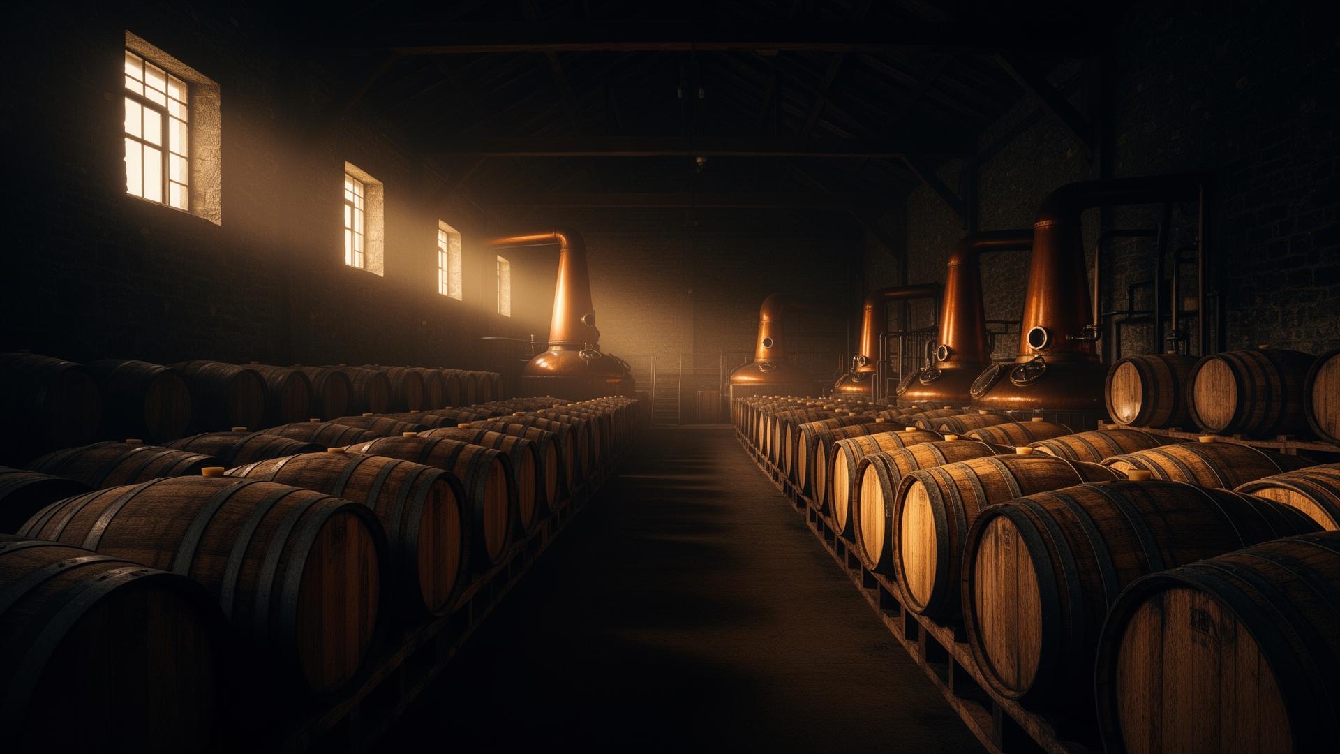 Sudy single malt whisky zrající v temném skladu